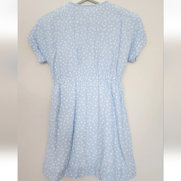 ZARA GIRLS BLUE WHITE POLKA DOT ELASTIC WAIST LIGHT DRESS SZ.8 - Picture 2 of 10